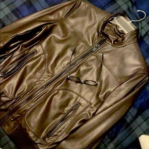 Zara Men’s Faux Leather Bomber Jacket